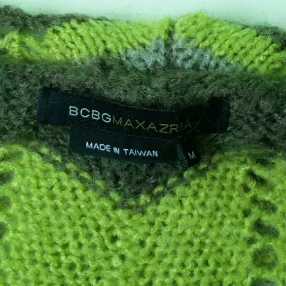 Bcbgmaxazria zigzag open front knit green cardigan Retro Revival Maximalist 70s - Picture 8 of 10